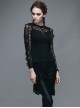 Gothic Black Slim Lace Embroidery Stitching Long Sleeve Shirt