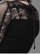 Gothic Black Slim Lace Embroidery Stitching Long Sleeve Shirt