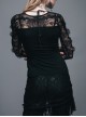 Gothic Black Slim Lace Embroidery Stitching Long Sleeve Shirt