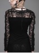 Gothic Black Slim Lace Embroidery Stitching Long Sleeve Shirt