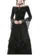 Victorian Elegant Gothic Black Lace Velvet Splicing Top