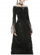 Victorian Elegant Gothic Black Lace Velvet Splicing Top