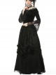 Victorian Elegant Gothic Black Lace Velvet Splicing Top