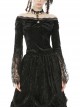 Victorian Elegant Gothic Black Lace Velvet Splicing Top