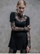 Gothic Black Lace Slim Short Sleeve Shirt Collocation Detachable Oversleeve And Necklace