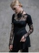Gothic Black Lace Slim Short Sleeve Shirt Collocation Detachable Oversleeve And Necklace