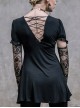 Gothic Black Lace Slim Short Sleeve Shirt Collocation Detachable Oversleeve And Necklace