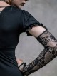 Gothic Black Lace Slim Short Sleeve Shirt Collocation Detachable Oversleeve And Necklace