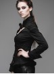 Gothic Chest Hollow Out Black Ruffle Hem Long Sleeve Shirt
