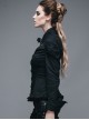 Gothic Chest Hollow Out Black Ruffle Hem Long Sleeve Shirt