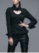Gothic Chest Hollow Out Black Ruffle Hem Long Sleeve Shirt