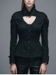 Gothic Chest Hollow Out Black Ruffle Hem Long Sleeve Shirt