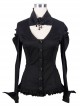Gothic Chest Hollow Out Black Ruffle Hem Long Sleeve Shirt
