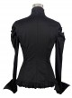 Gothic Chest Hollow Out Black Ruffle Hem Long Sleeve Shirt