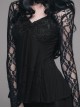 Gothic Black Slim V Collar Backless Lace Long Sleeve Shirt