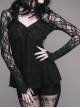 Gothic Black Slim V Collar Backless Lace Long Sleeve Shirt