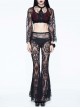 Gothic Sexy Black Lace Women's Super Short Openwork Sunscreen Long Sleeve Shirt