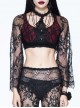 Gothic Sexy Black Lace Women's Super Short Openwork Sunscreen Long Sleeve Shirt