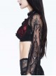 Gothic Sexy Black Lace Women's Super Short Openwork Sunscreen Long Sleeve Shirt