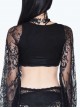 Gothic Sexy Black Lace Women's Super Short Openwork Sunscreen Long Sleeve Shirt