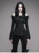 Gothic Flowers Collar Black Sexy Women's Off Shoulder Long Trumpet Sleeves T-shirt