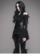Gothic Flowers Collar Black Sexy Women's Off Shoulder Long Trumpet Sleeves T-shirt
