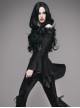Gothic Flowers Collar Black Sexy Women's Off Shoulder Long Trumpet Sleeves T-shirt