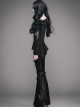 Gothic Flowers Collar Black Sexy Women's Off Shoulder Long Trumpet Sleeves T-shirt