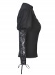 Gothic Sexy Black Hollow Out Rose Embroidery Long Sleeve T-shirt