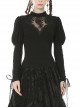 Gothic Sexy Black Hollow Out Rose Embroidery Long Sleeve T-shirt