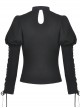 Gothic Sexy Black Hollow Out Rose Embroidery Long Sleeve T-shirt