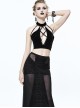 Gothic Black Backless Sexy Solid Color Vest