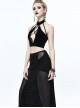Gothic Black Backless Sexy Solid Color Vest