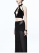Gothic Black Backless Sexy Solid Color Vest