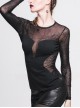 Gothic Black Perspective Sexy Round-collar Slim Punk Long Sleeve T-shirt