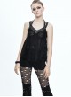 Gothic Black Rivet Lace-up Sling Backless Vest
