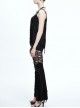 Gothic Black Rivet Lace-up Sling Backless Vest
