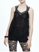 Gothic Black Rivet Lace-up Sling Backless Vest