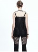Gothic Black Rivet Lace-up Sling Backless Vest