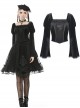 Retro Palace Gothic Embroidery Black Long Sleeve Top