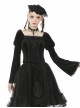 Retro Palace Gothic Embroidery Black Long Sleeve Top