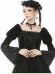 Retro Palace Gothic Embroidery Black Long Sleeve Top