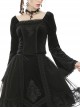 Retro Palace Gothic Embroidery Black Long Sleeve Top