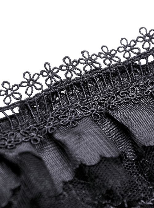 Retro Palace Gothic Embroidery Black Long Sleeve Top