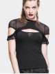 Gothic Black Short Sleeve Perspective Back Slim Vest