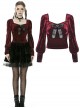 Gorgeous Wine Red Velvet Bowknot Long Sleeve Top