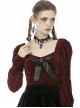 Gorgeous Wine Red Velvet Bowknot Long Sleeve Top