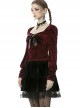 Gorgeous Wine Red Velvet Bowknot Long Sleeve Top