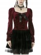 Gorgeous Wine Red Velvet Bowknot Long Sleeve Top