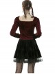 Gorgeous Wine Red Velvet Bowknot Long Sleeve Top